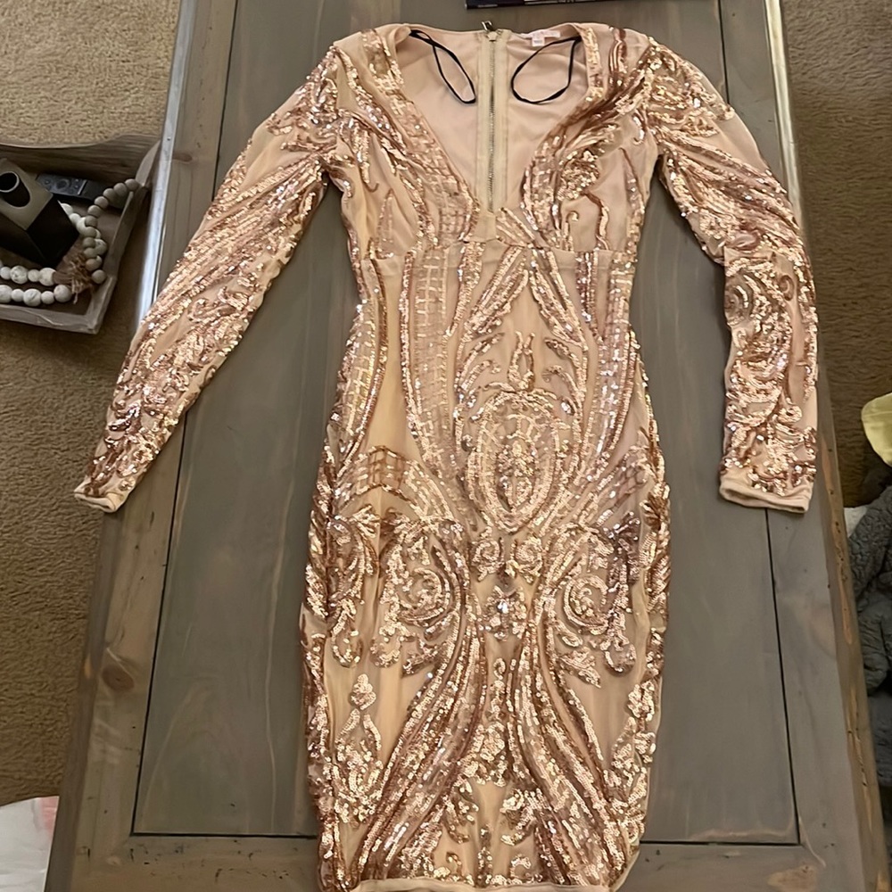 rose gold long sleeve dress